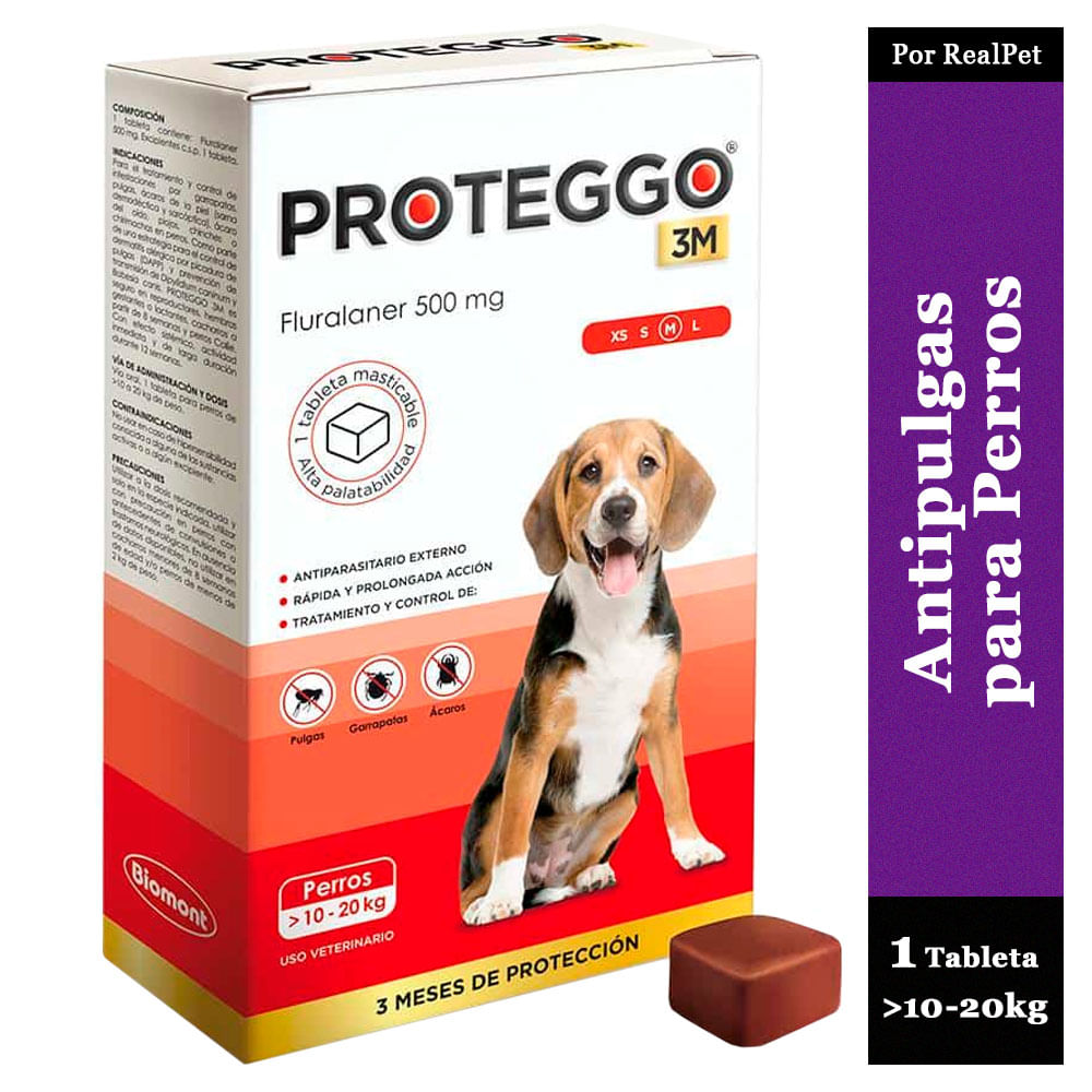 Antipulga Masticable Proteggo 3M para Perros de 10 - 20 kg