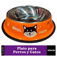 Plato Antideslizante Grande para Perro y Gato Naranja
