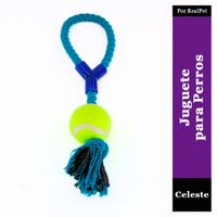 Cuerda con Pelota Tennis para Perro Celeste