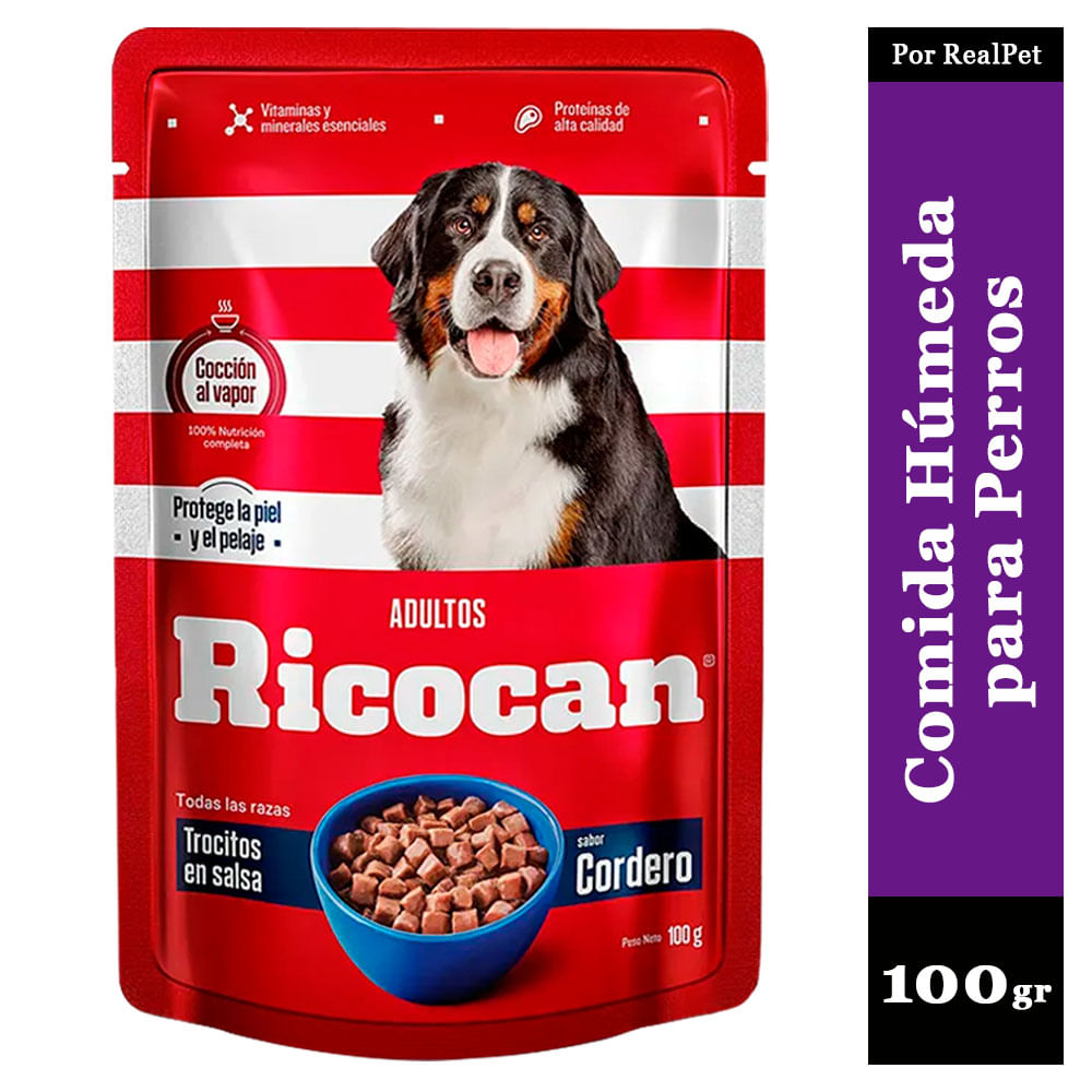 Comida Húmeda Perro Ricocan Cordero 100gr