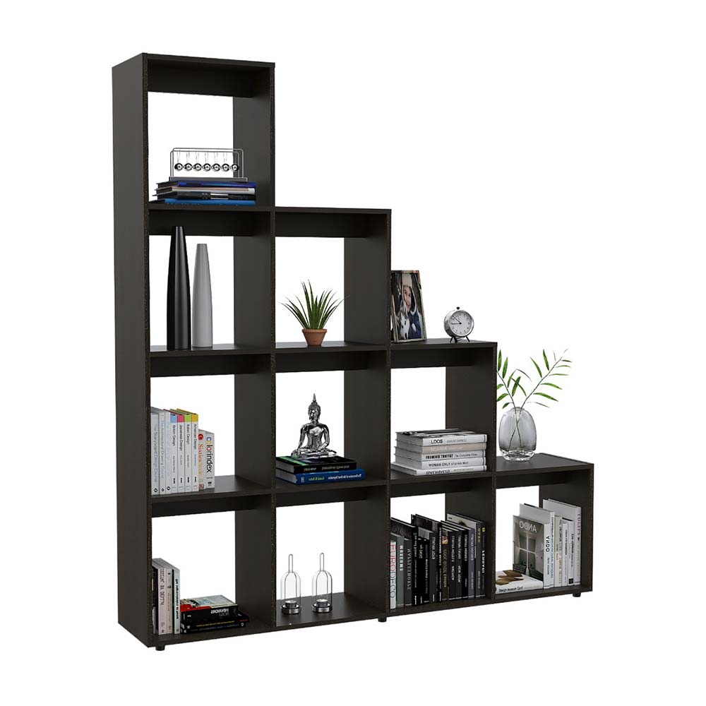Biblioteca escalera Beijing Negro Amaderado Tuhome