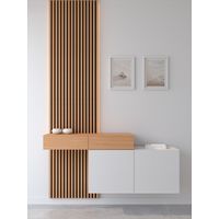 Moderno Recibidor Flotante Aries con Panel color Blanco/Marrón TU MESITA