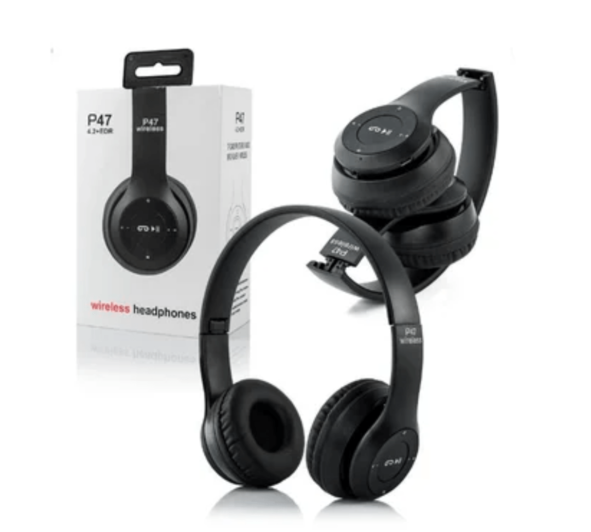 Audifonos 2 En 1 Inalámbricos Y Cable Jack 3.5mm P47 5.0 Tf - NEGRO