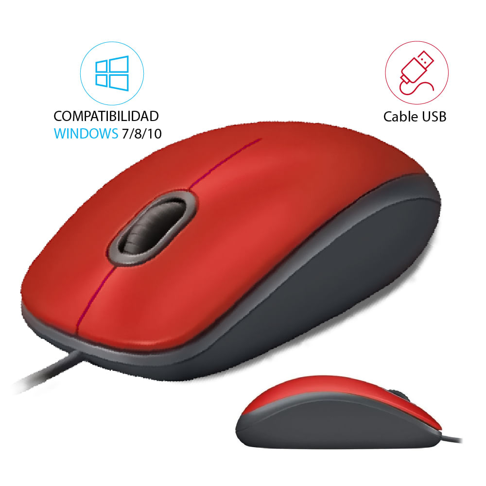 Mouse Logitech M110 Silent USB Red