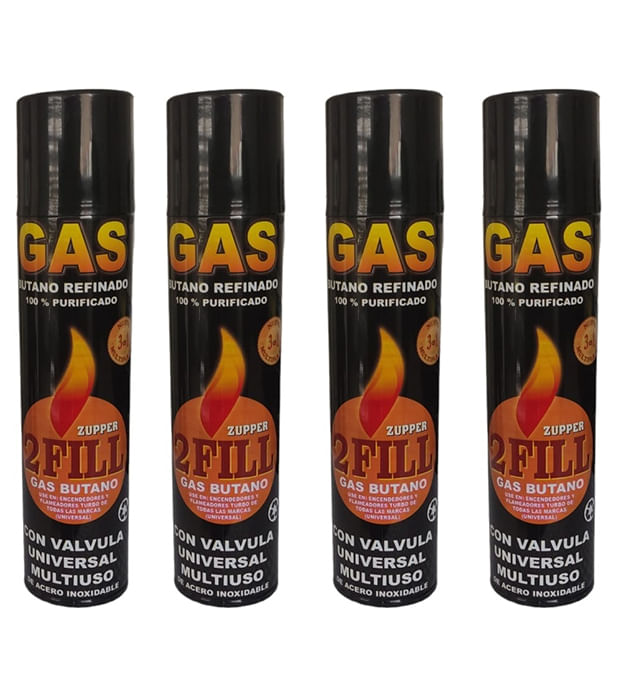 4 Gas Butano Ultra Refinado Recarga Todo Tipo Encendedores