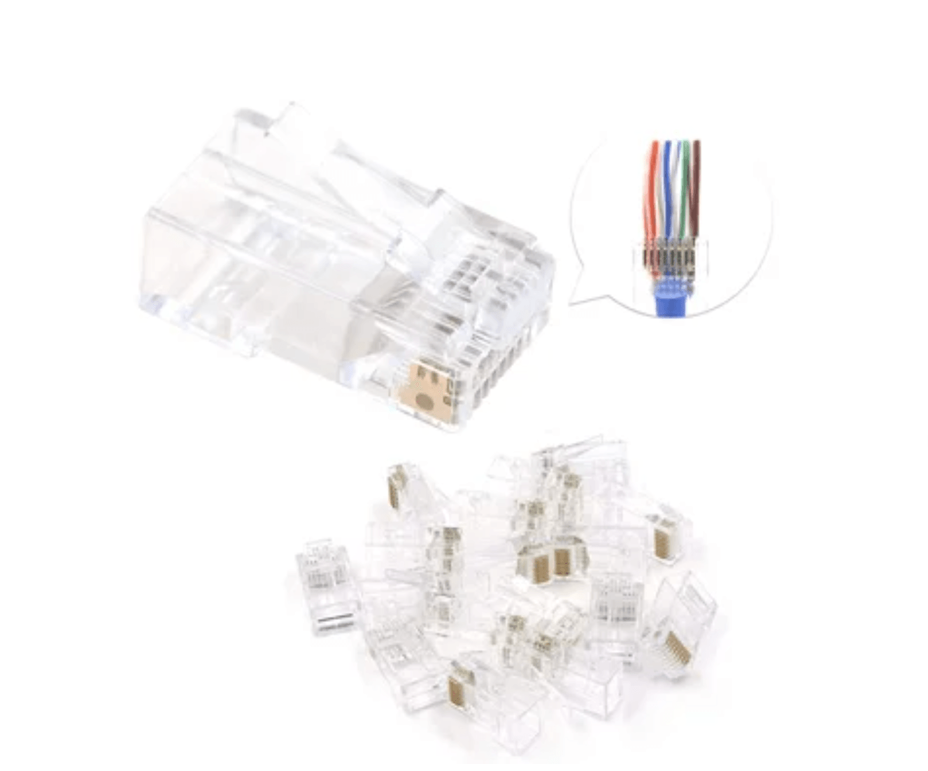 Plug Conector Rj45 Cat 5 Cat5e Para Extensión X 100 Unidades