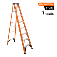 Escalera Tijera 7 Peldaños Fibra De Vidrio Capacidad De Carga 175 Kg Truper