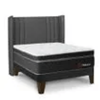 Dormitorio Europeo Platinium 2 Plazas Cabecera De Luxe Gris + 2 Almohadas + 1 Protector
