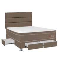 Dormitorio 4 Cajones Marrón Sirius 2 Plazas + 2 Almohadas + 1 Protector