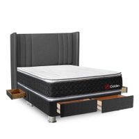 Dormitorio 4 Cajones Gris Golden Queen + 2 Almohadas + 1 Protector