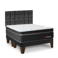 Dormitorio Europeo Platinium King + Cabecera + 2 Almohadas + 1 Protector