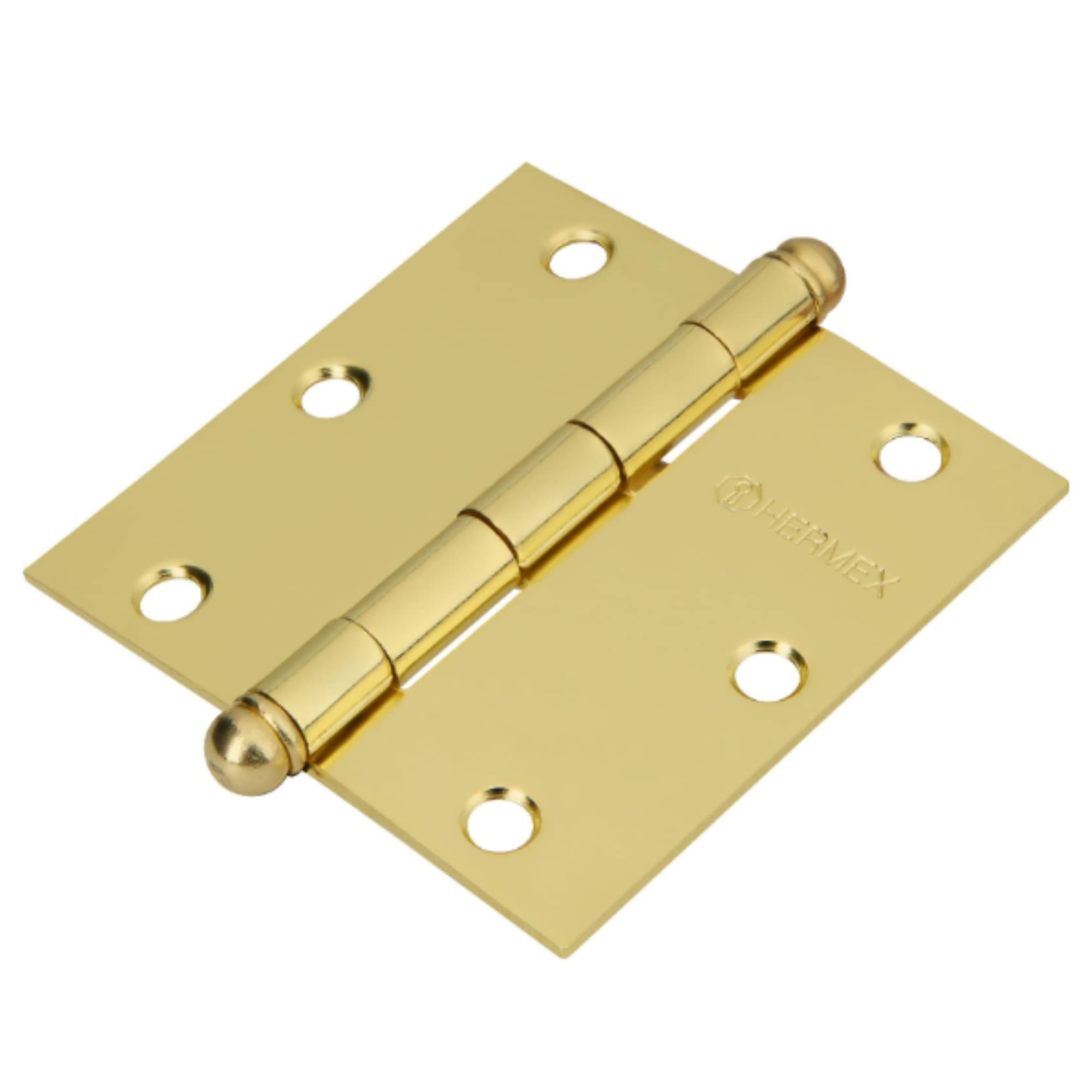 Bisagra 3""x3"" acero latonado, redonda, Hermex 10 unidades