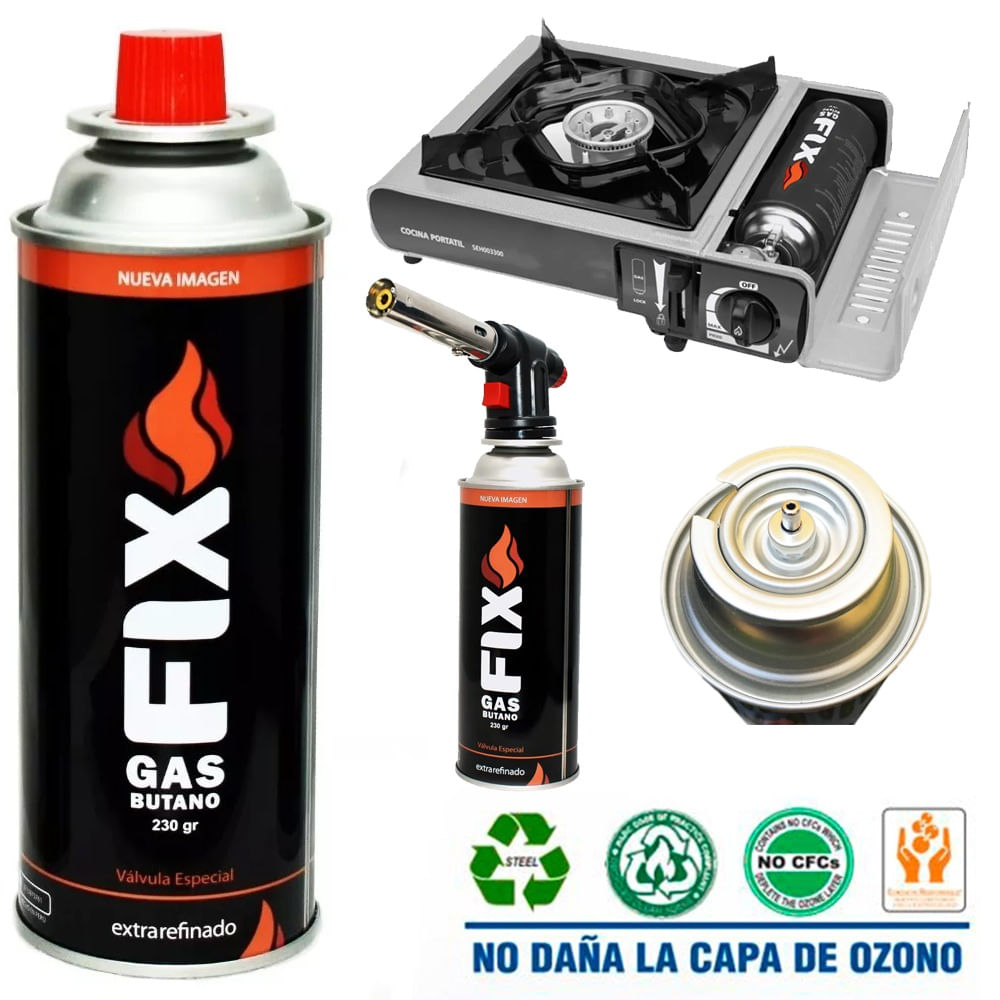 Gas Butano FIX Ultra Refinado valvula universal cocinillas flameadores