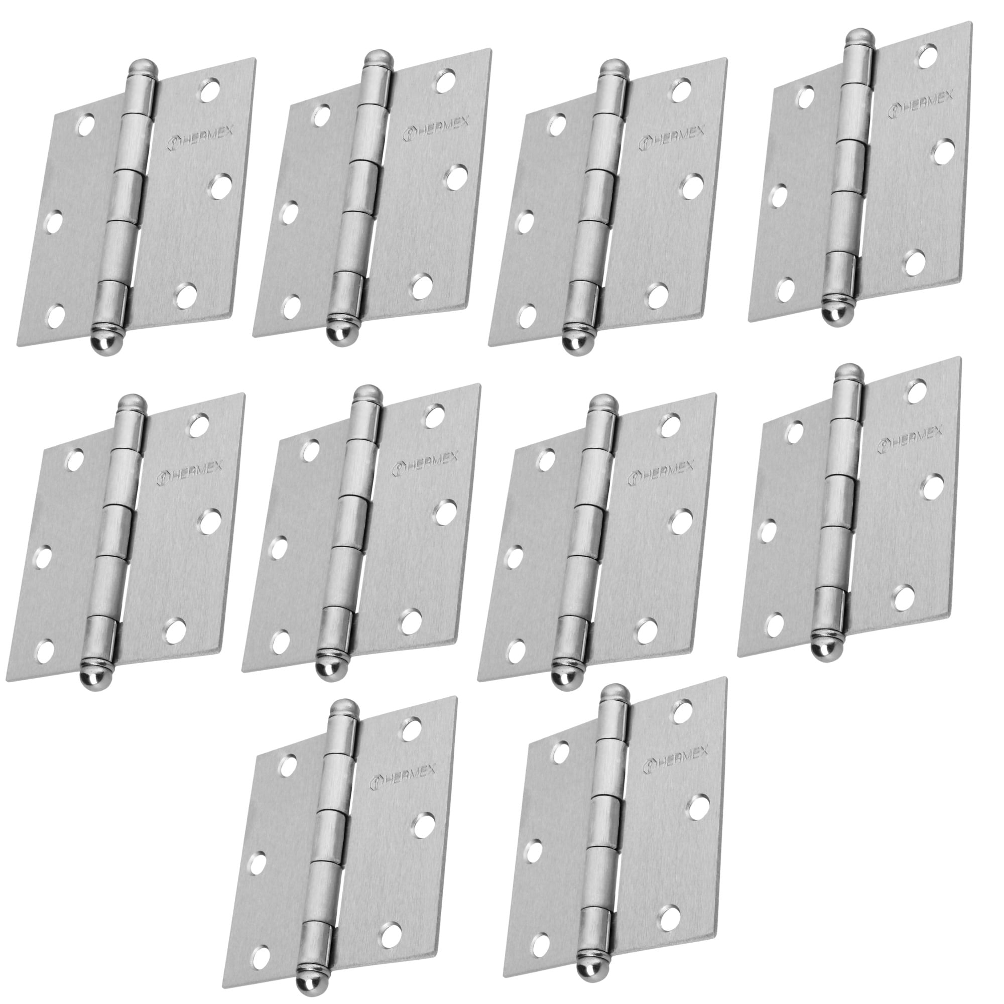 Bisagra cuadrada 3-1/2"" acero cromo mate Hermex Pack 10 piezas