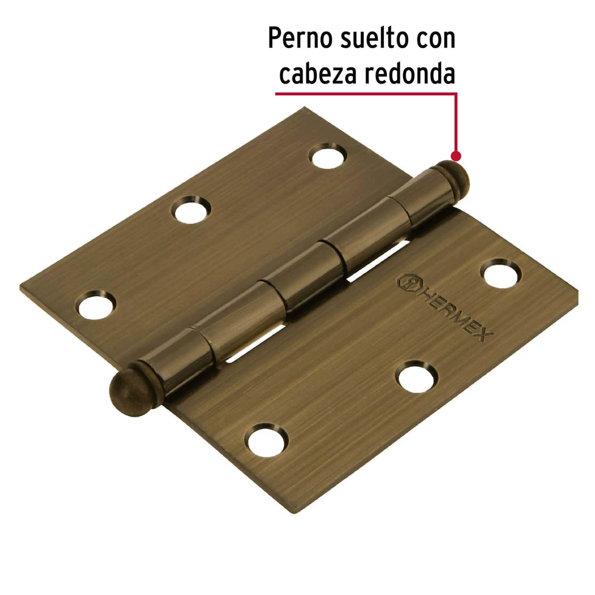 Bisagra cuadrada 3-1/2"" acero latonado, Hermex, Pack 10 piezas