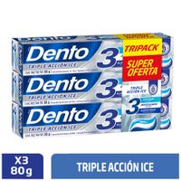 Crema Dental DENTO Triple Acción Ice 80g x 3un