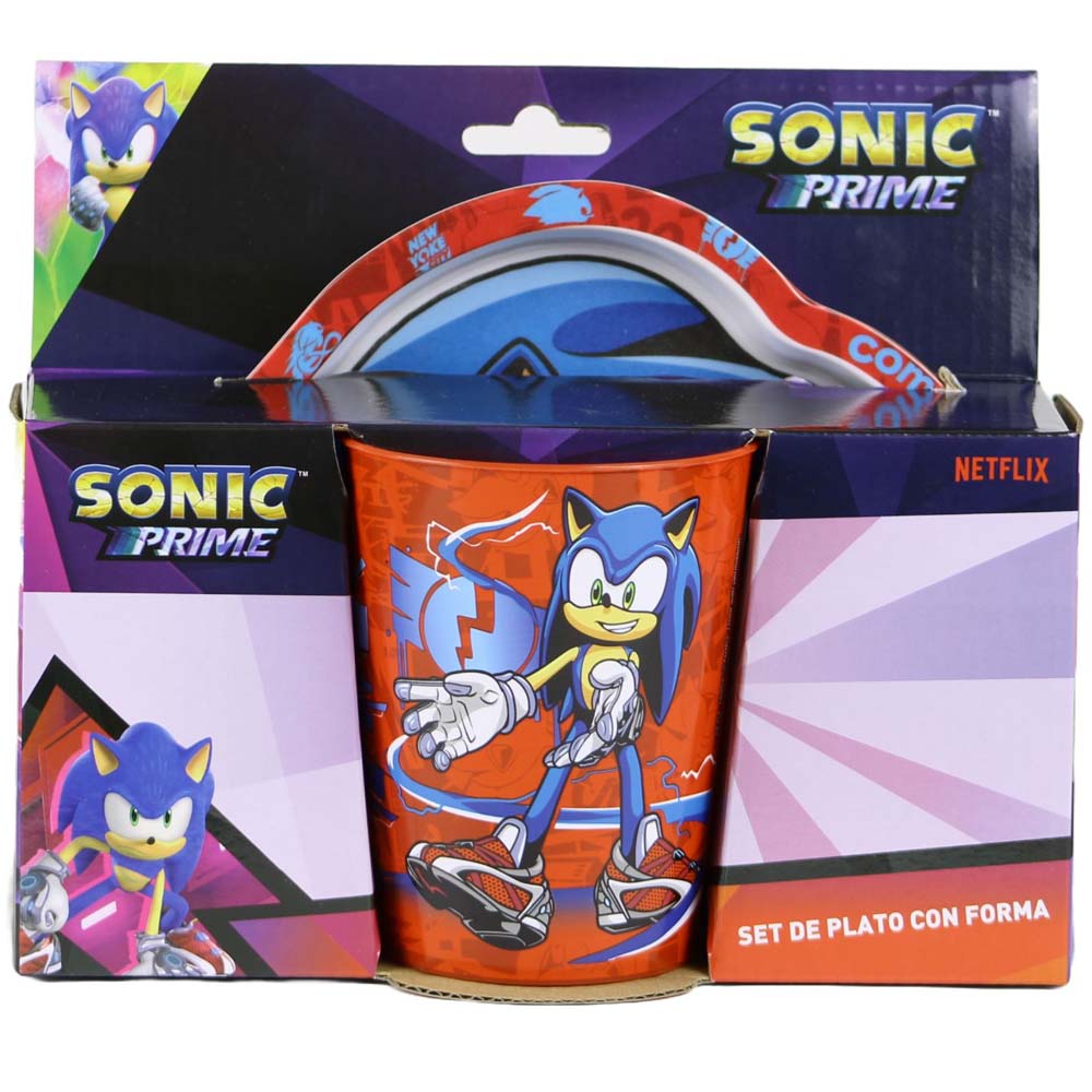 Set Plato con Vaso Sonic Prime SCOOL