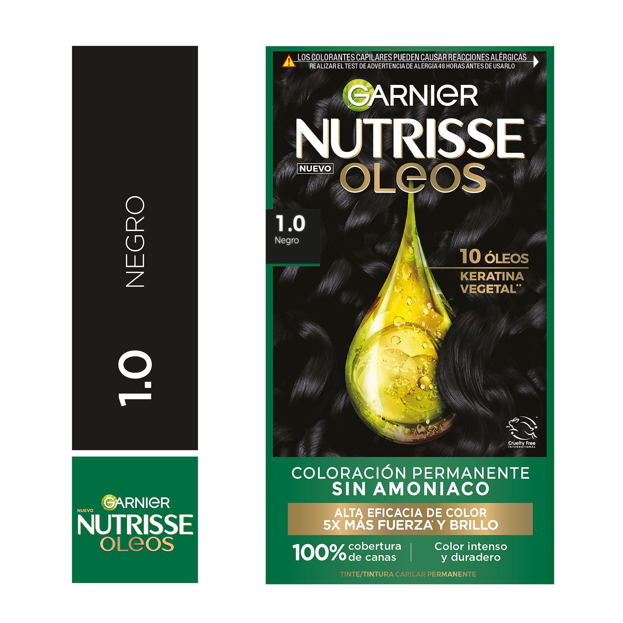 Tinte Capilar Garnier NUTRISSE Oleos 1.0 Negro Caja 1un