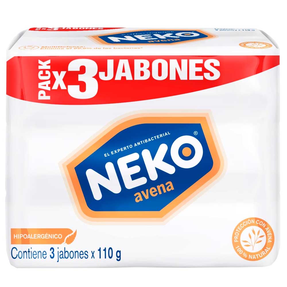 Jabón NEKO Antibacterial Avena 3un x110g