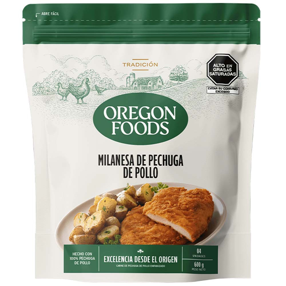 Milanesa de Pechuga de Pollo OREGON FOODS Bolsa 4un
