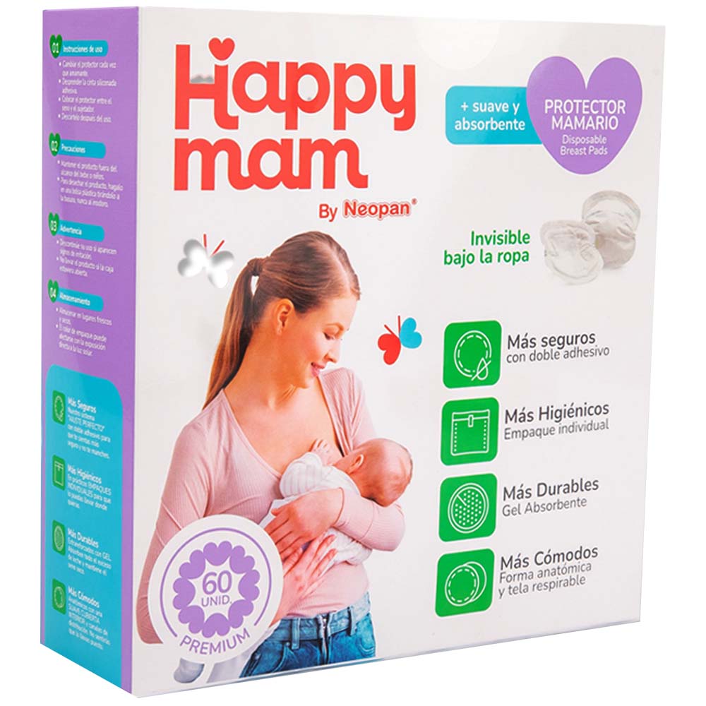 Protector Mamario HAPPYMAM Suave y Absorbente Paquete 60un