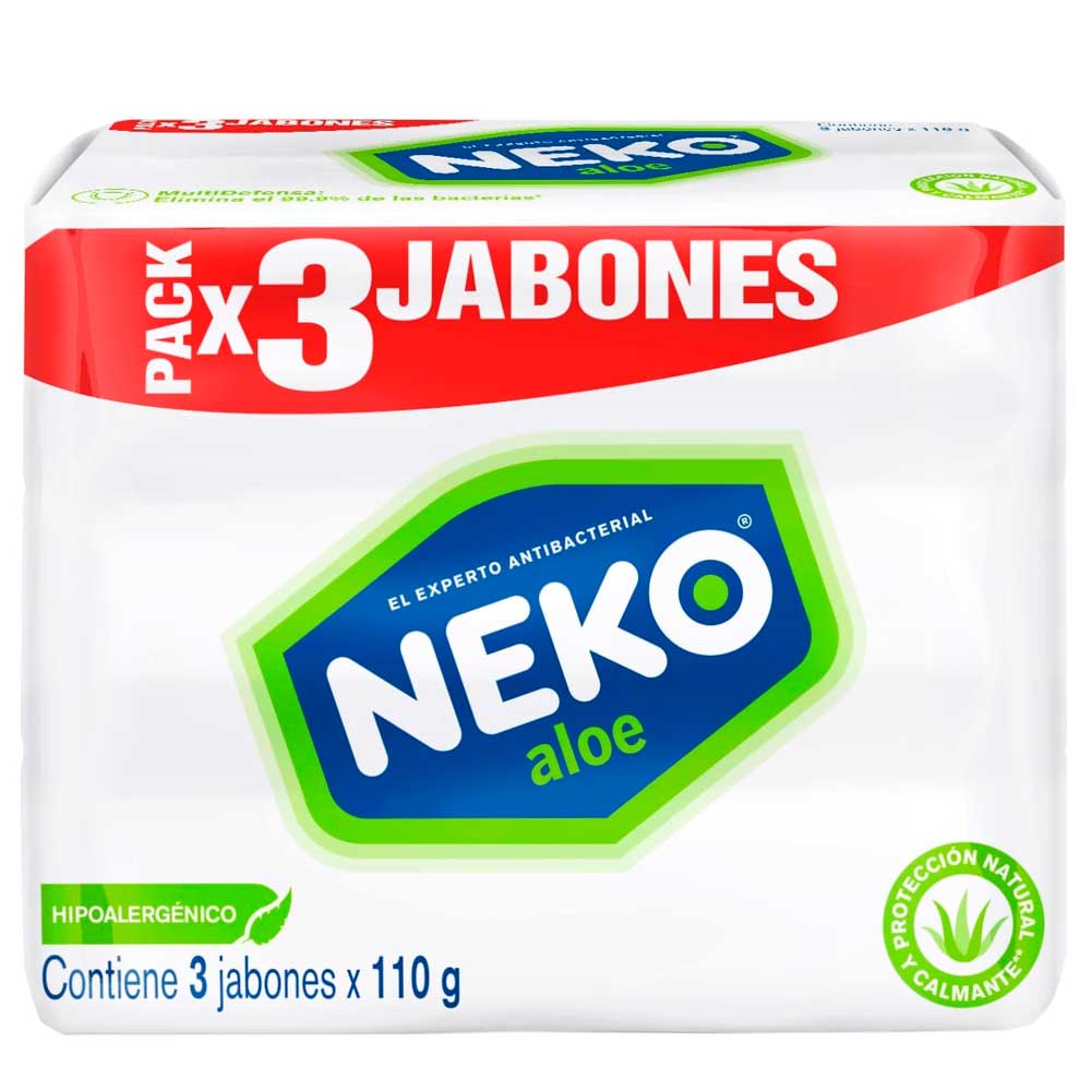 Jabón NEKO Antibacterial Aloe 3un x 110g