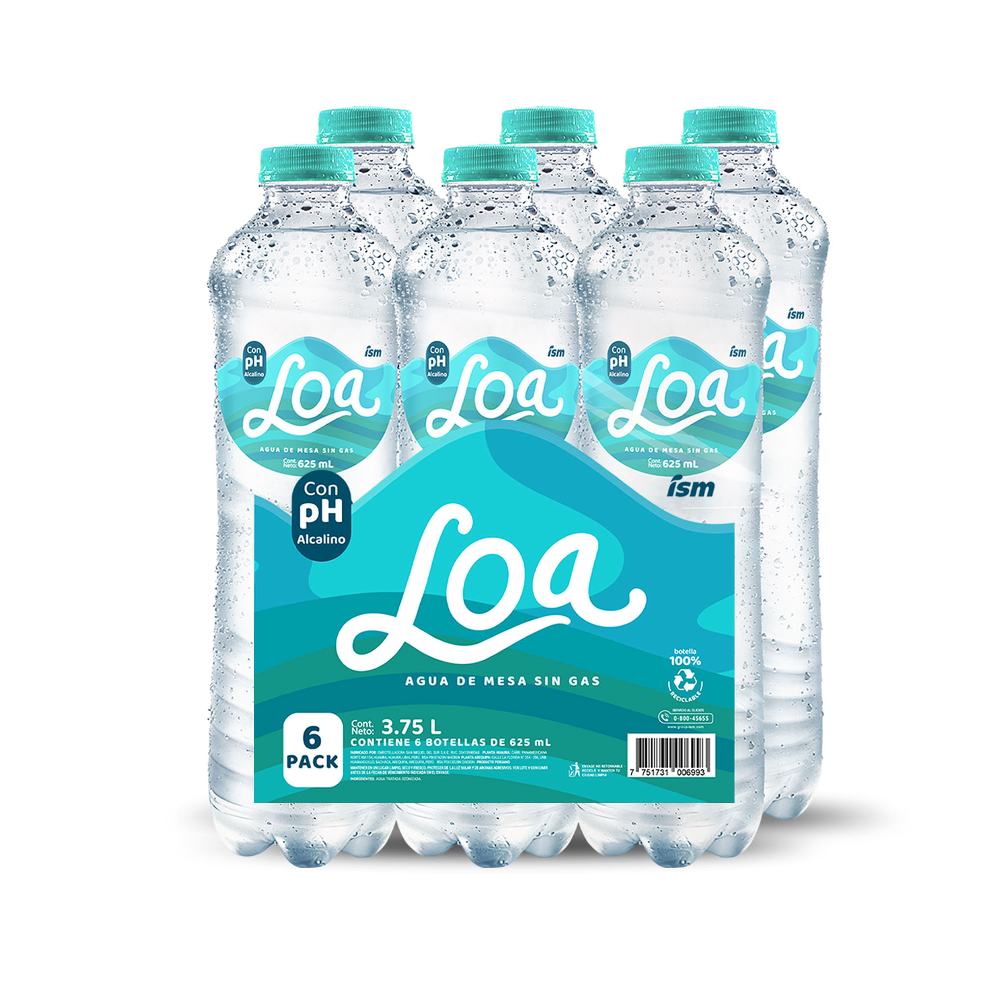 Agua LOA con Gas Botella 625ml Six Pack