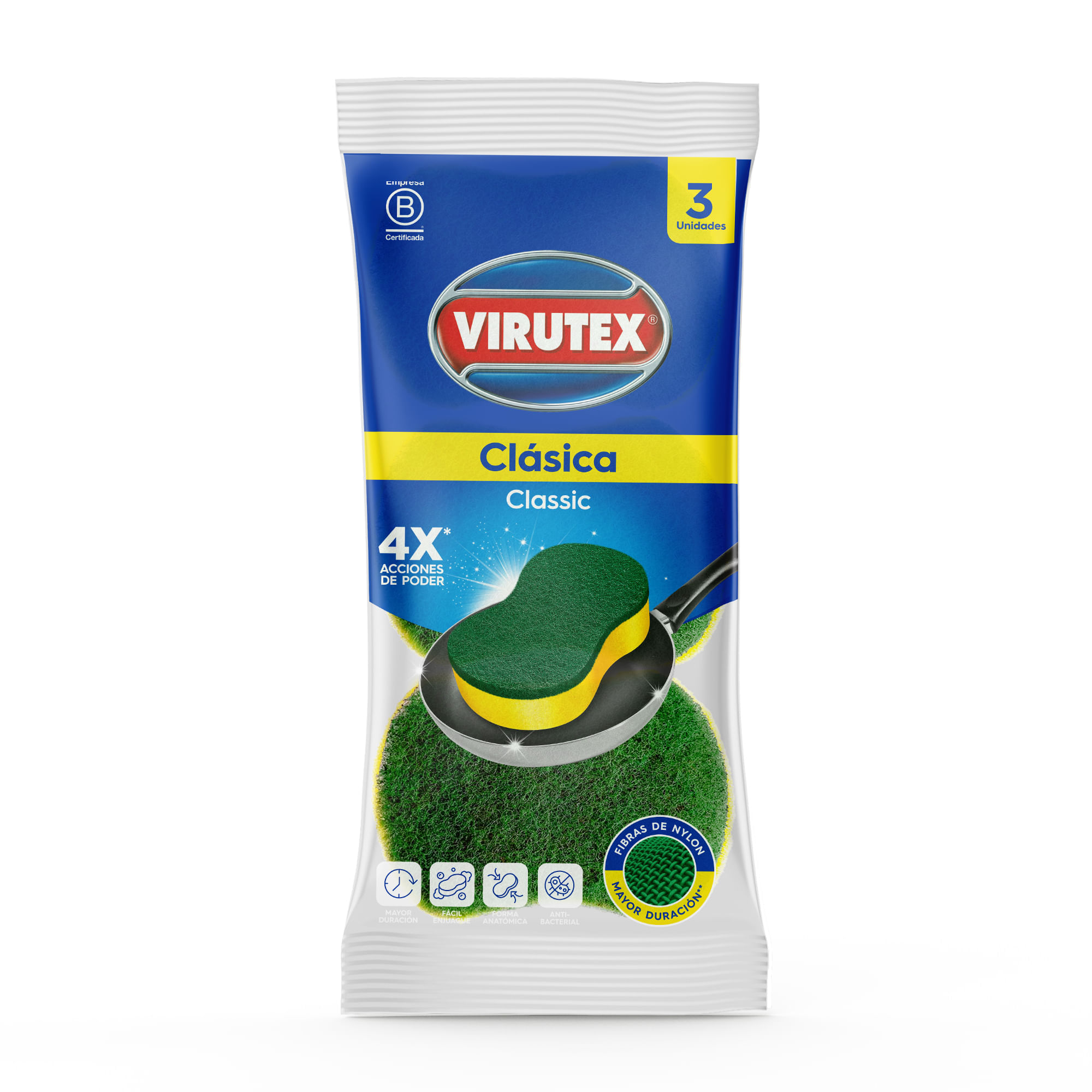 Fibra Esponja Clásica VIRUTEX x3 Unidades