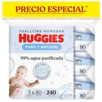 Toallitas Húmedas HUGGIES Puro y Natural Paquete 240un