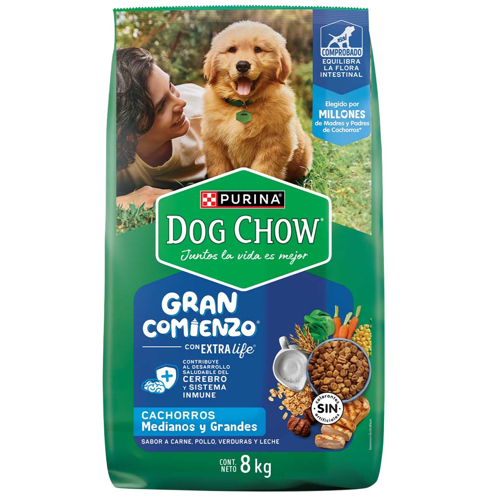 Alimento para Perros DOG CHOW Cachorro medianos y grandes sabor carne Bolsa 8Kg