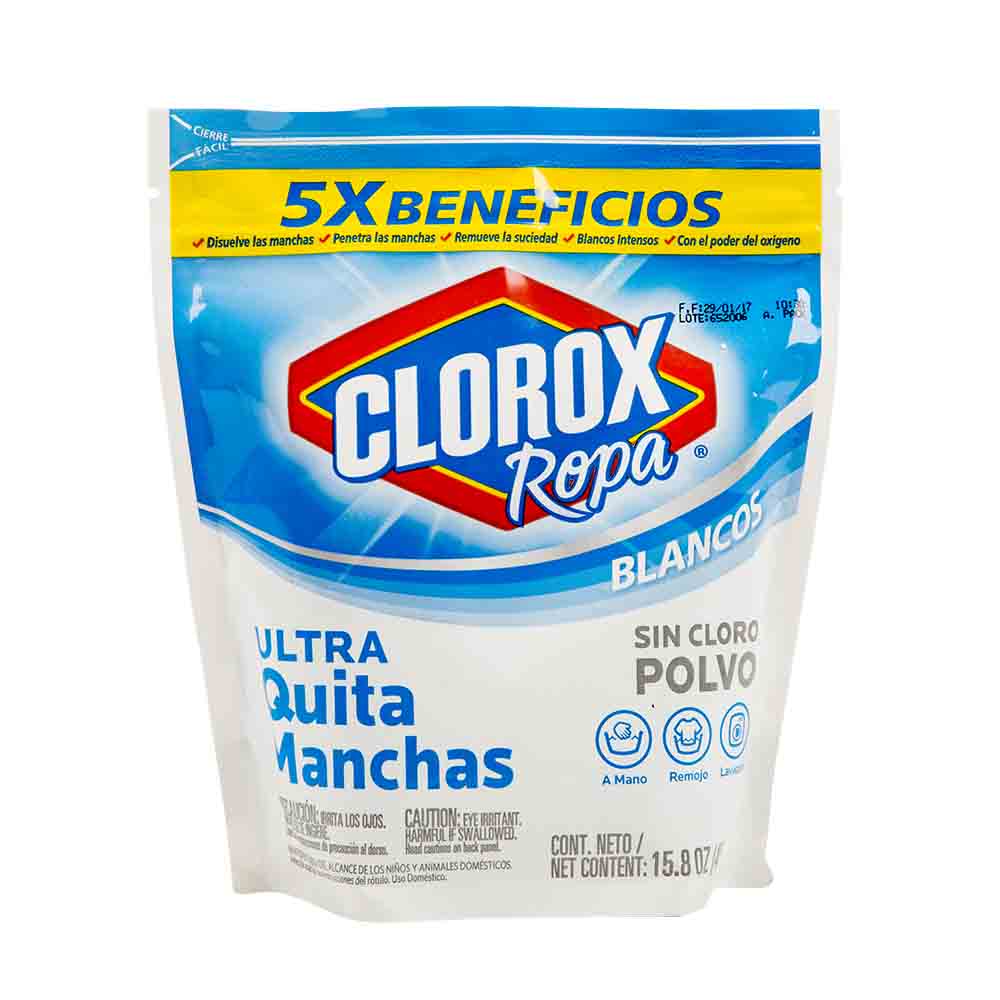 Ultra Quitamanchas CLOROX Ropa Blanca Bolsa Cierre Fácil 450g