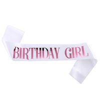 Banda cumpleaños Birthday Girl blanco con rosado
