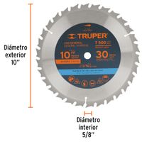Disco sierra 10"" para madera, 30 dientes centro 5/8"", Truper