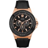 Reloj Guess Force W0674G6 Multifuncional Correa de Cuero Negro Dorado