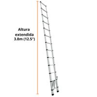 Escalera telescópica 13 peldaños, extensión retráctil capacidad 102 kg