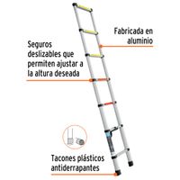 Escalera telescópica 7 peldaños extensión retráctil capacidad 102kg