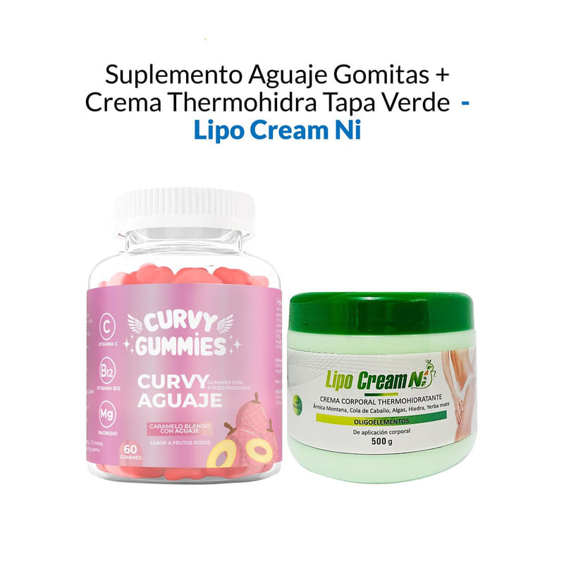 Suplemento Aguaje Gomitas + Crema Thermohidra Tapa Verde -Lipo Cream Ni