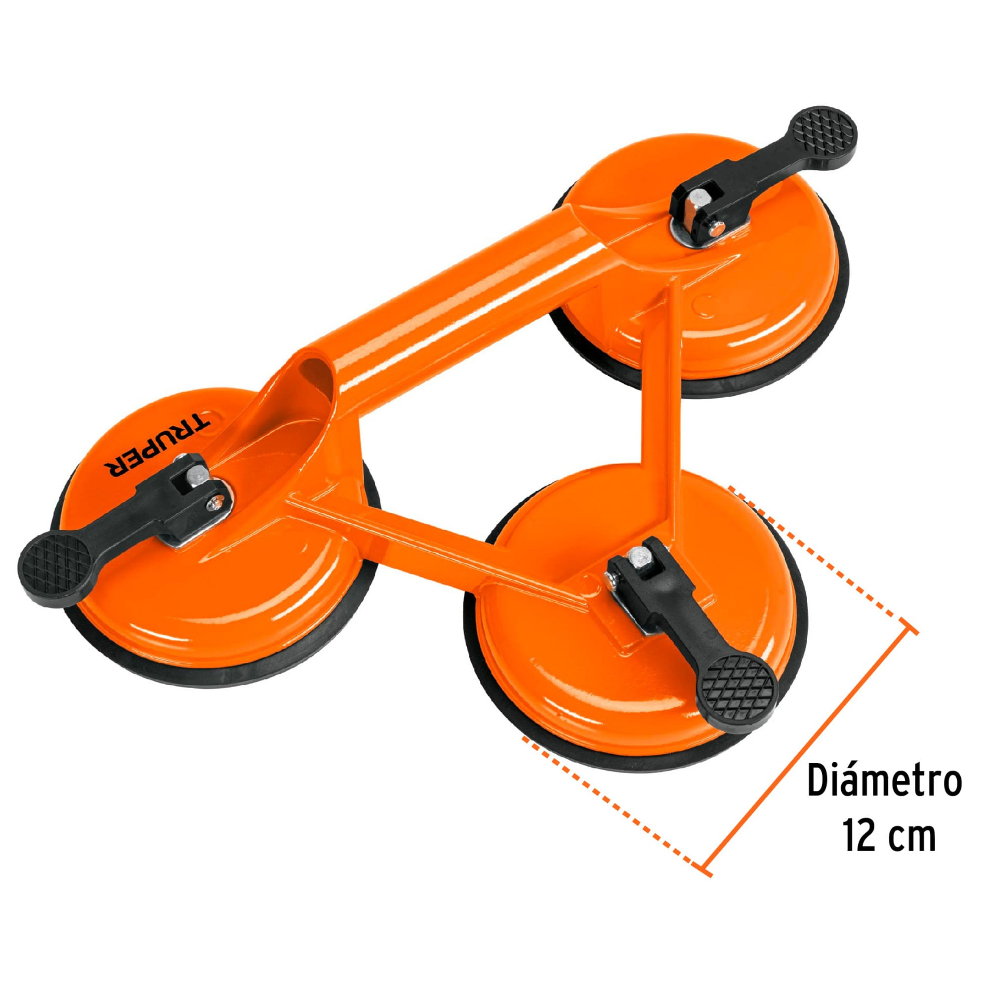 Ventosa 3 copas de succión, para porcelanato, mármol, vidrio, Truper