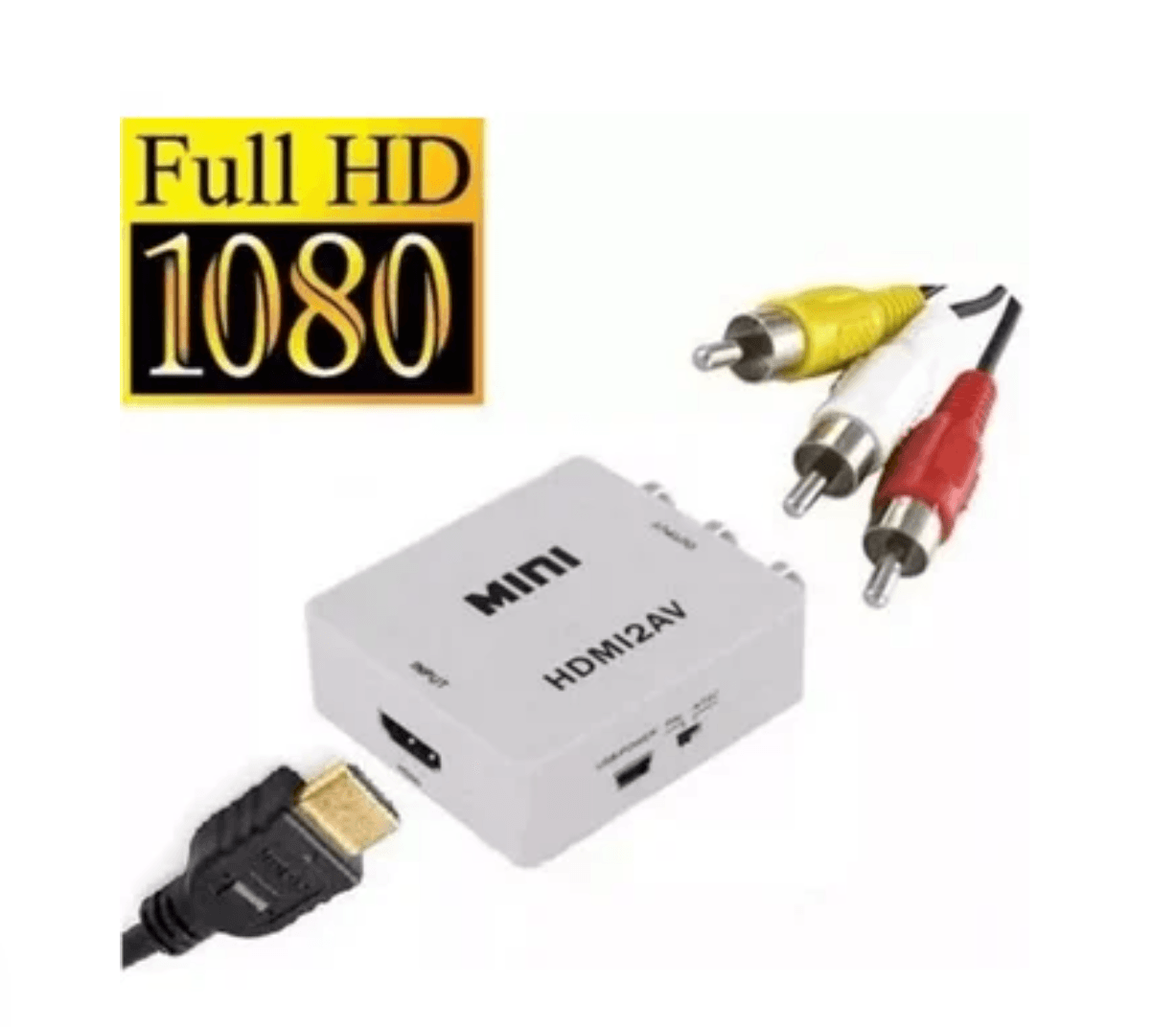 Convertidor Adaptador Hdmi A Av Rca 1080p Full Hd Video - Blanco