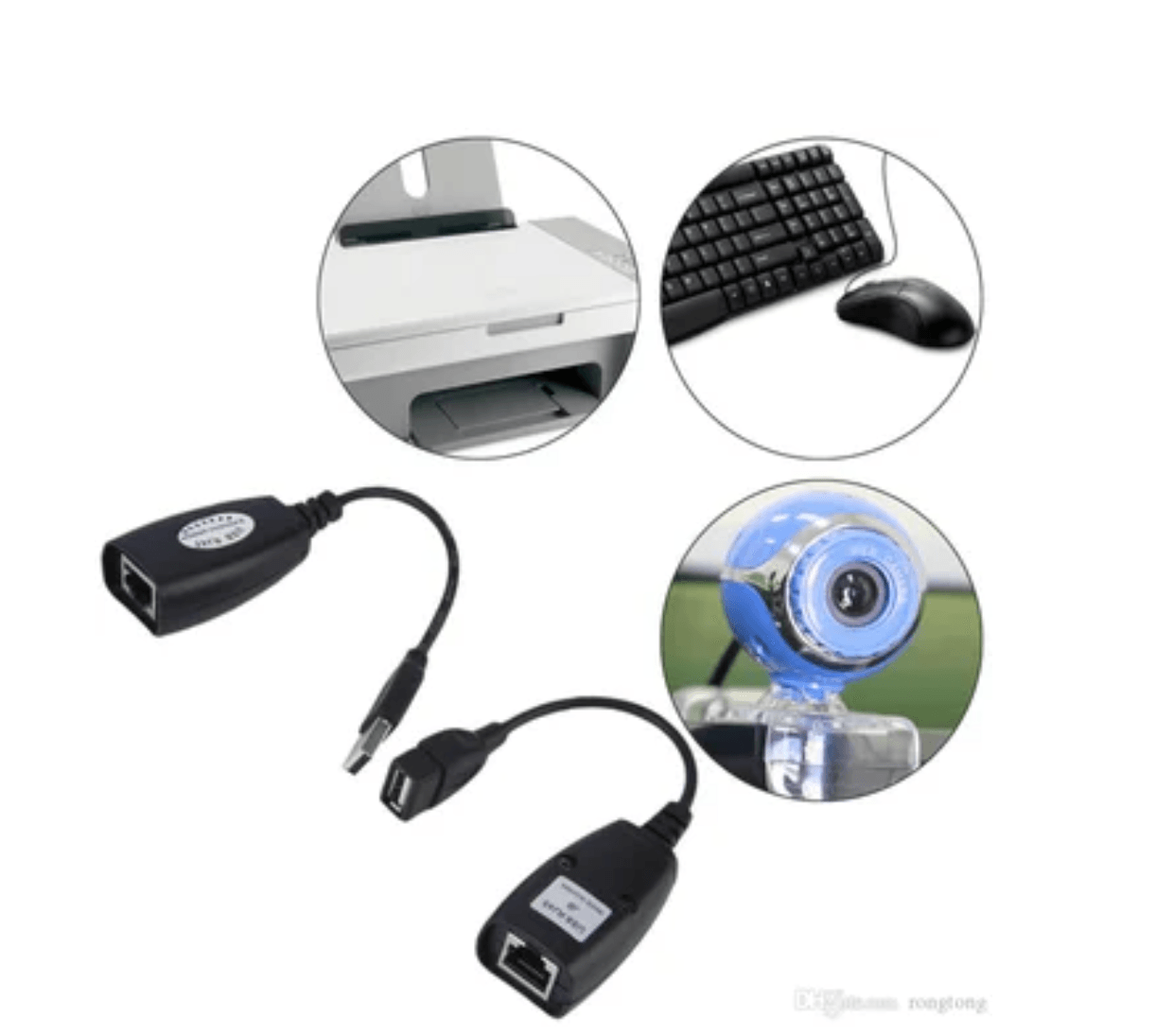 Extension Usb Por Cable Red Rj45 Utp Adaptador 50 Metros Cat- Negro