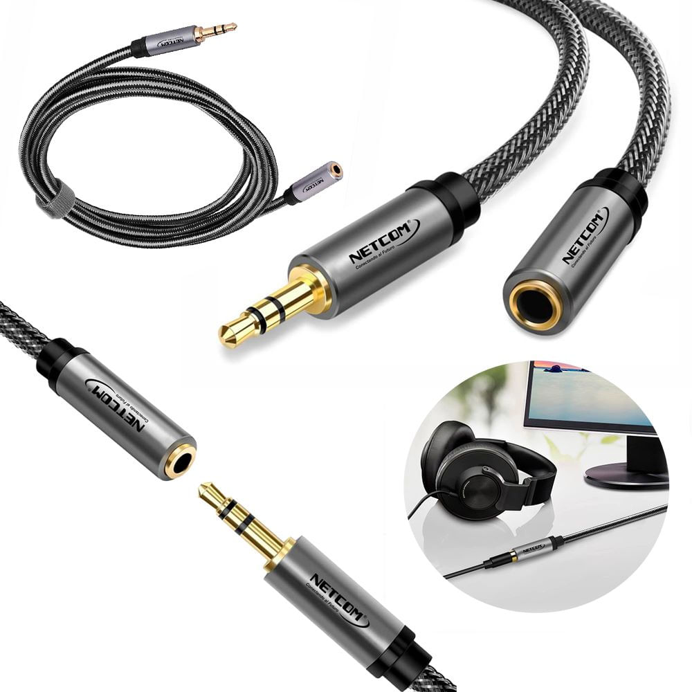 Cable Extensión de Audio Plug a Jack 3.5mm TRS de 1.80 Metros Netcom