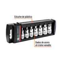 Juego de 7 dados cuadro 1/2"" punta hexagonal Truper