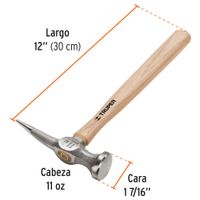 Martillo planchador desabollador punta larga mango 12 Truper