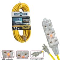 Extensión eléctrica cable vulcanizado de 3 tomas 7.5 Metros HOME LIGHT