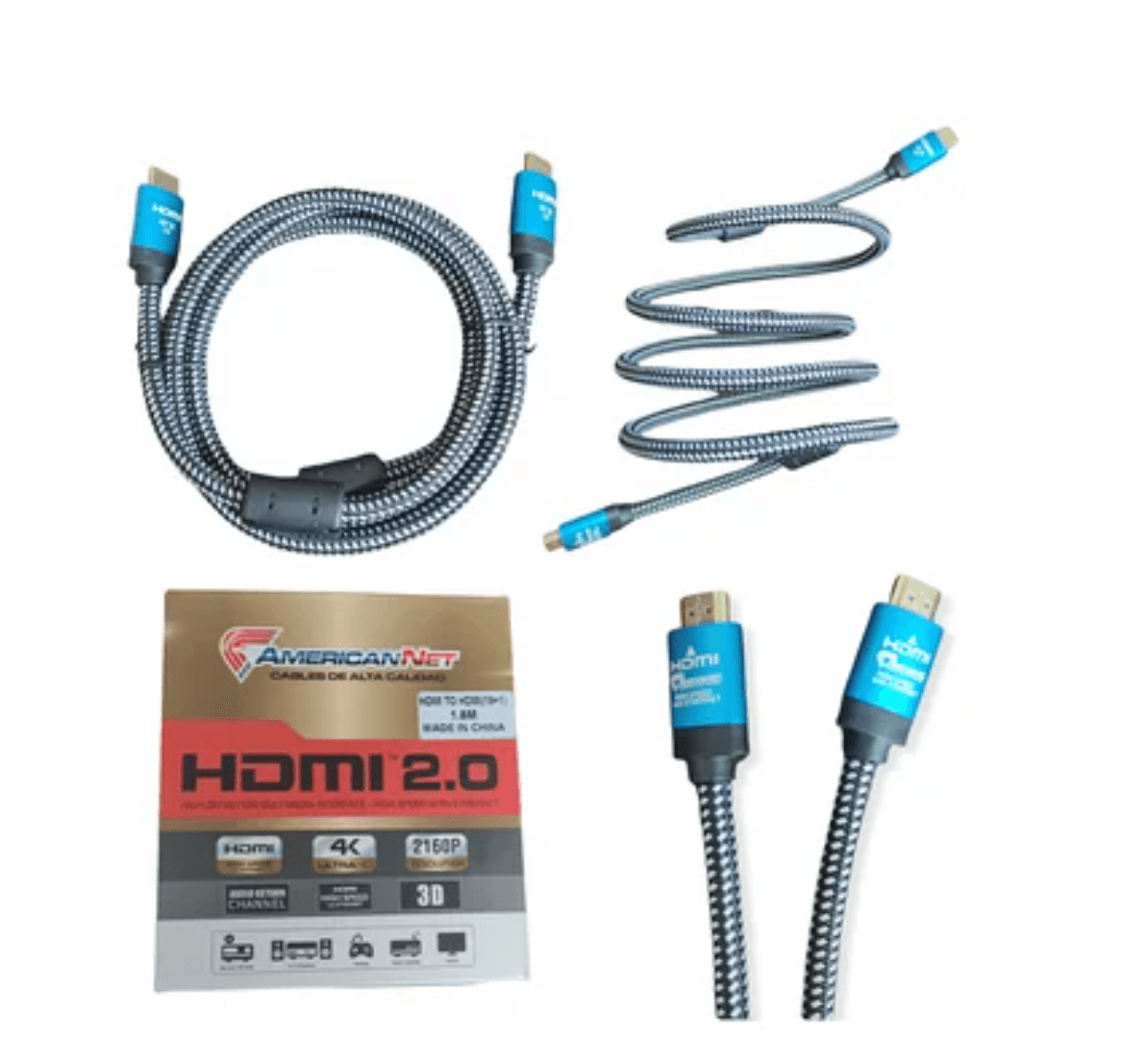 Cable Hdmi 2.0 4k Ultra Hd American Net 3D 1.8 Metros 2160p enmallado