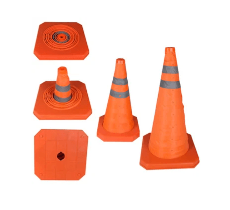 Conos de Seguridad de 45cm Plegable doble cinta reflectiva para Auto