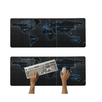 Mouse pad Base Escritorio Extra Large 30x80cm Computador Mapa negro D