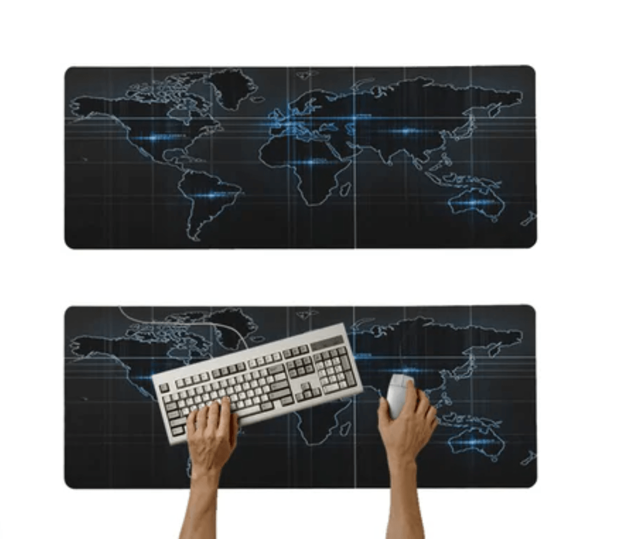 Mouse pad Base Escritorio Extra Large 30x80cm Computador Mapa negro D
