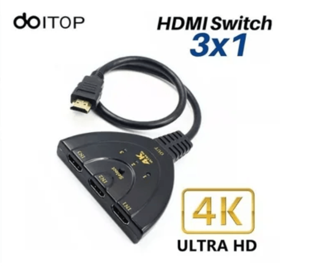 Hdmi Switch 4k 3x1 Splitter Con Cable Full Hd 1080p 3d Multiplicador