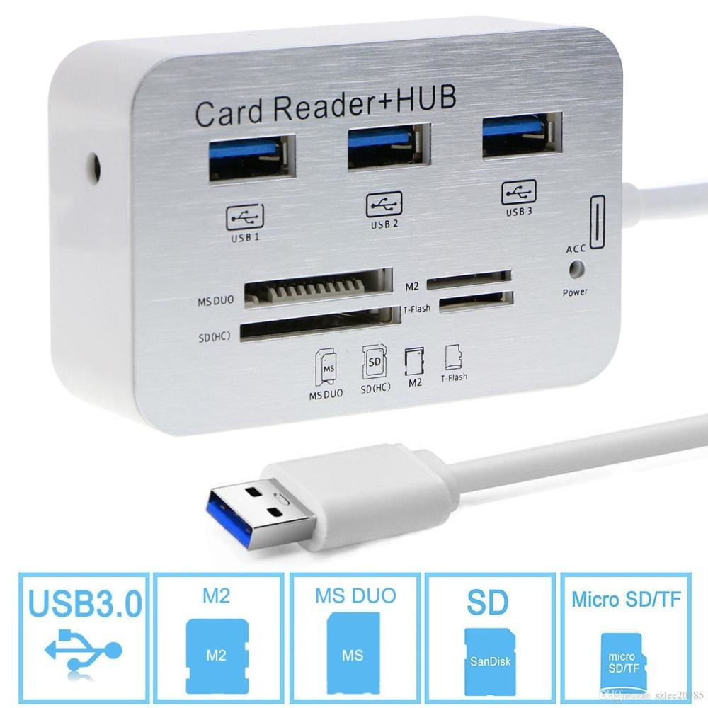 Lector de tarjetas USB 3.0 Micro Sd, sd/mmc, + hub 3 Puertos Usb 3.0